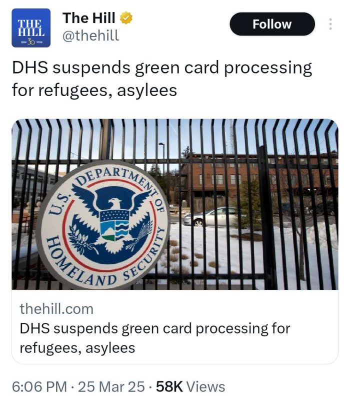 DHS suspends green card processing for refugees, asylees